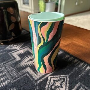 Starbucks 2024 Spring Ceramic Luster Pink & Green Lines Tumbler, 12 oz